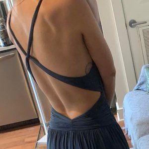 BCBGMaxAzria Stunning Blue Open-Back Maxi Gown Black Tie Formal